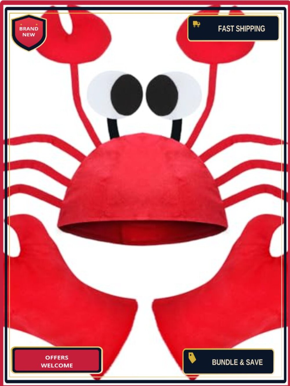 Crab Costume Set Hat & Claw Gloves Kids Halloween Cosplay Party